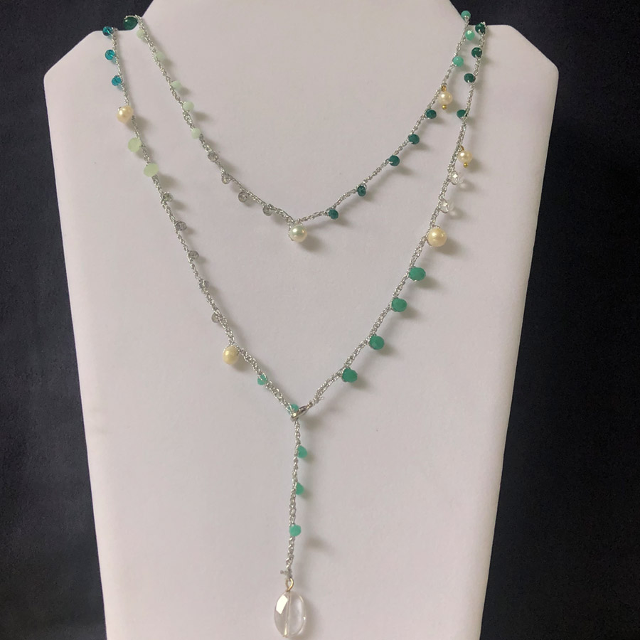 Collana doppio giro verde acqua